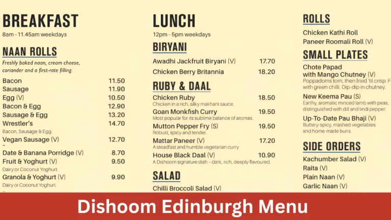 Dishoom Edinburgh Menu