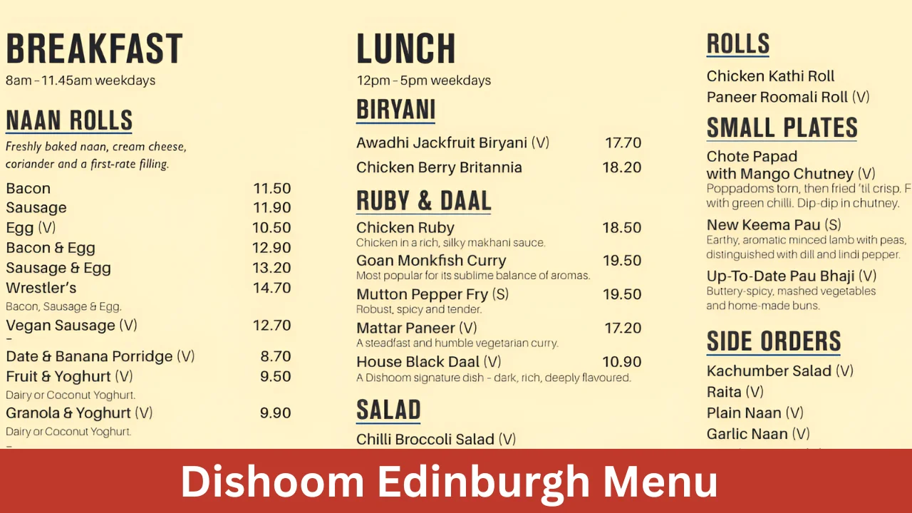 Dishoom Edinburgh Menu