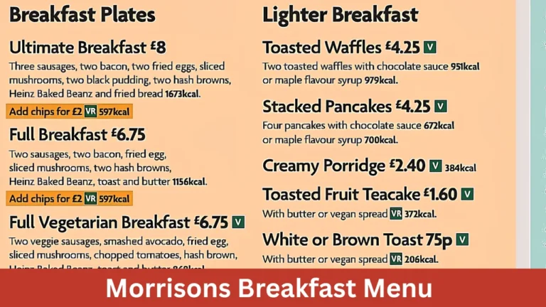 Morrisons Breakfast Menu