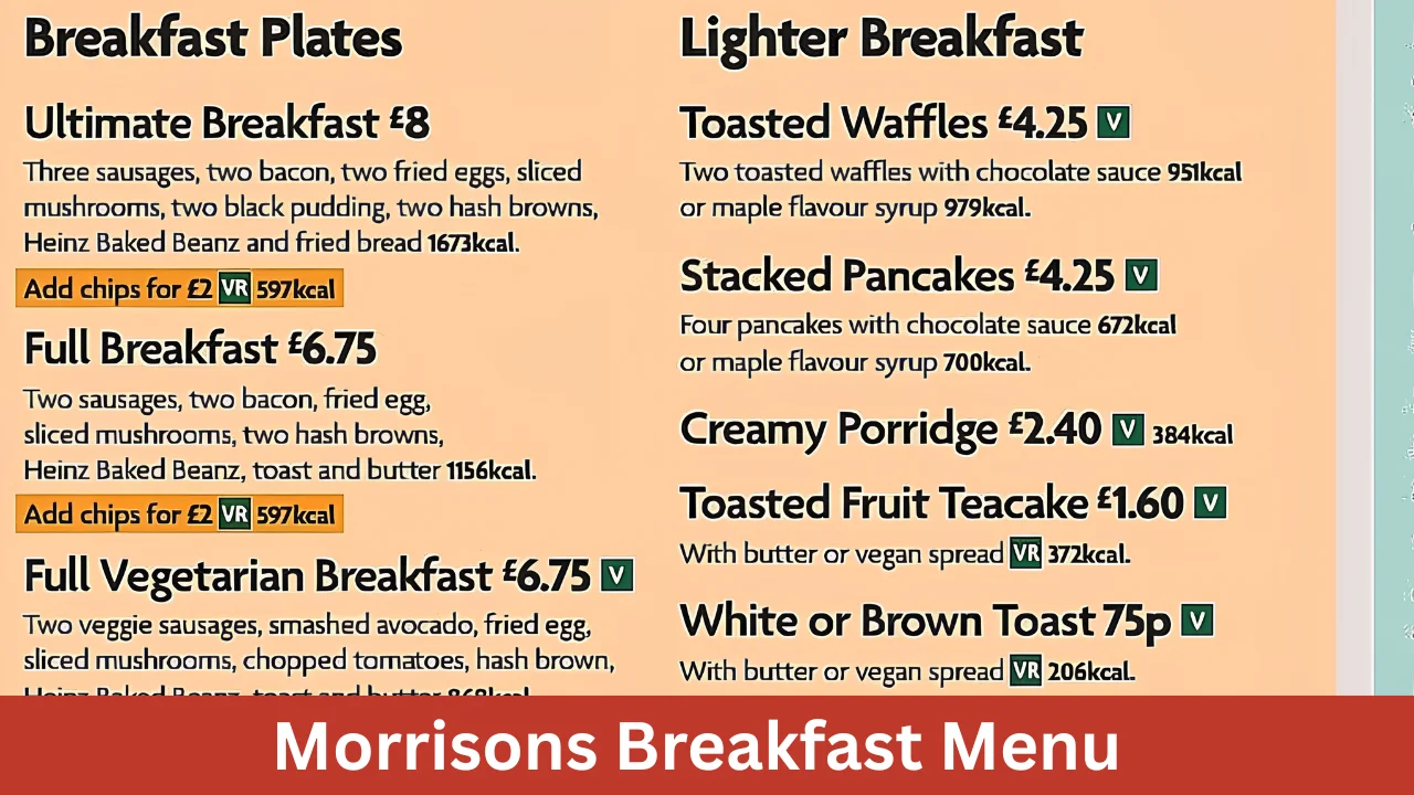 Morrisons Breakfast Menu
