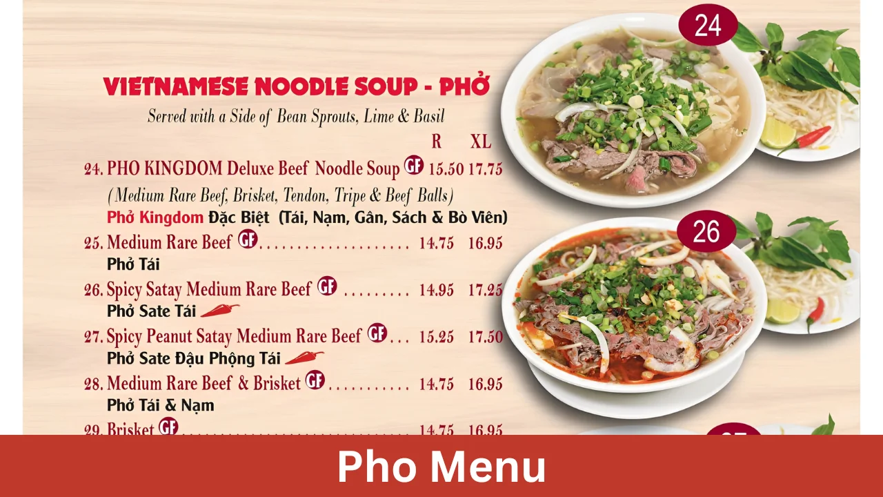 Pho Menu