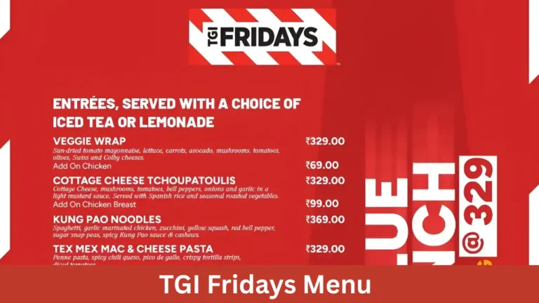 TGI Fridays Menu