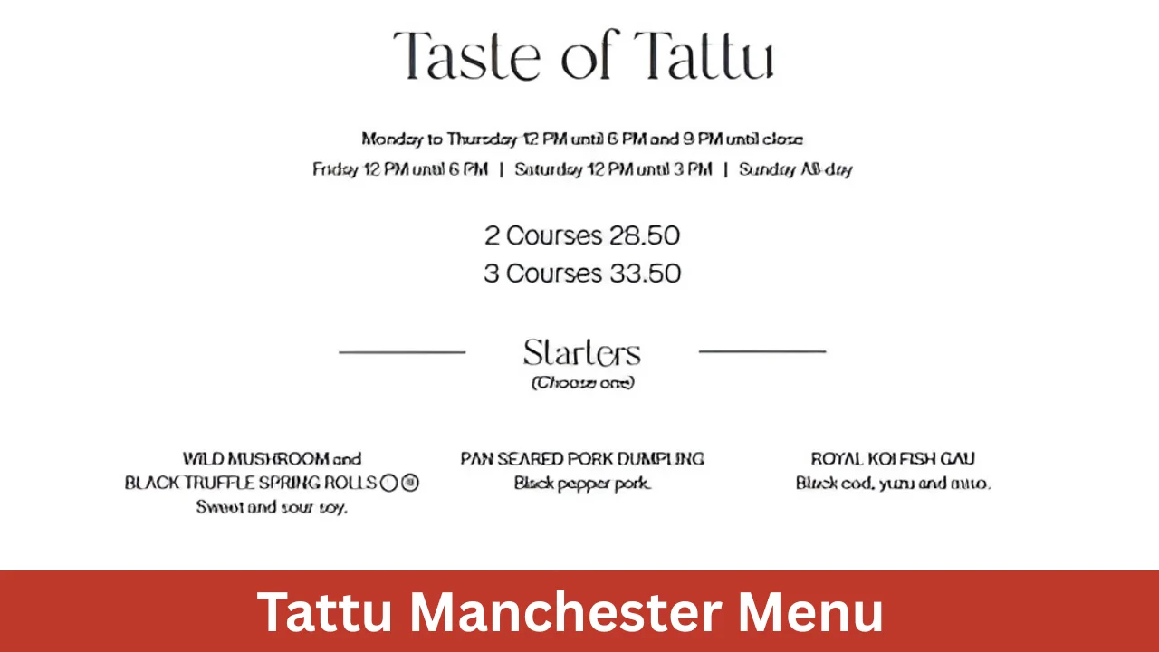 Tattu Manchester Menu
