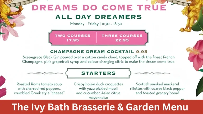 The Ivy Bath Brasserie & Garden Menu
