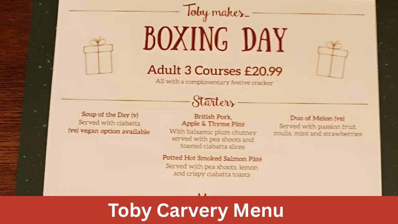 Toby Carvery Menu